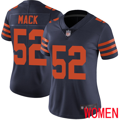 Chicago Bears Limited Navy Blue Women Khalil Mack Jersey NFL Football #52 Rush Vapor Untouchable->women nfl jersey->Women Jersey